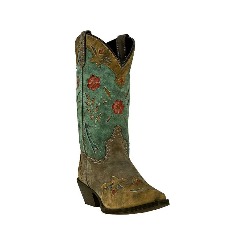 LAREDO - WOMEN'S FLORAL WESTERN BOOTS-BROWN