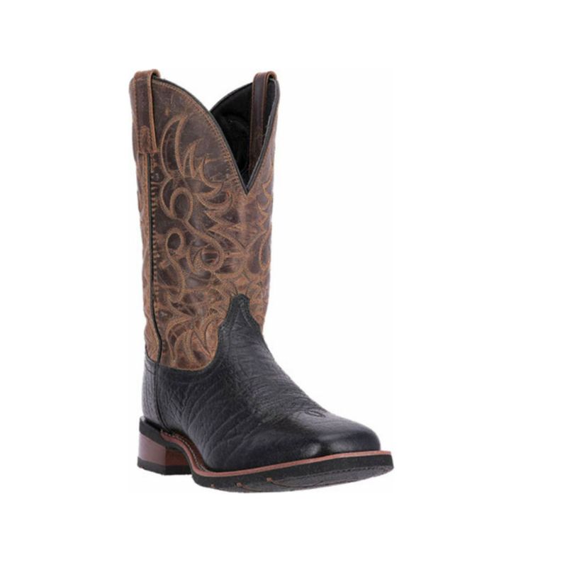 LAREDO - MEN'S TWO TONED EMBROIDERED WESTERN BOOTS-BLACK