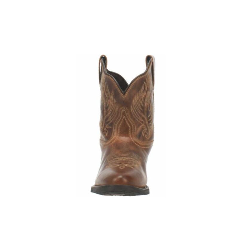 LAREDO - WOMEN'S BROWN SHORTIE WESTERN BOOTIES - ROUND TOE-BROWN