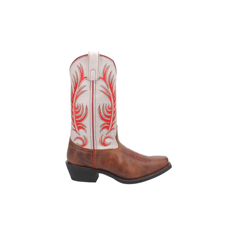 LAREDO - WOMEN'S FEATHER LOVE WESTERN BOOTS - SQUARE TOE-WHITE