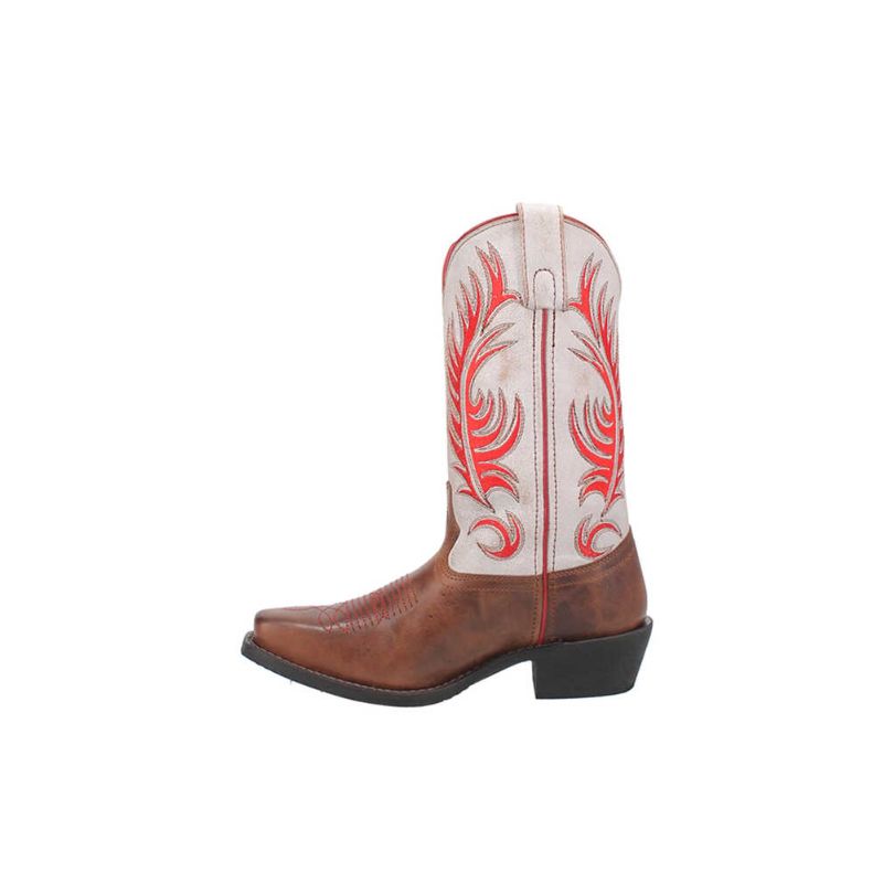 LAREDO - WOMEN'S FEATHER LOVE WESTERN BOOTS - SQUARE TOE-WHITE