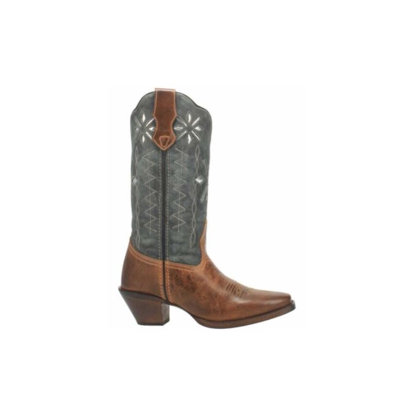 LAREDO - WOMEN'S PASSION FLOWER WESTERN BOOTS - SNIP TOE-COGNAC