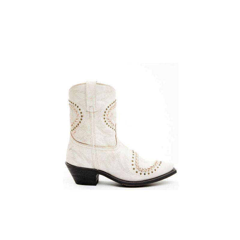 LAREDO - WOMEN'S BONE EMBELLISHED BOOTIES - SNIP TOE-OFF WHITE