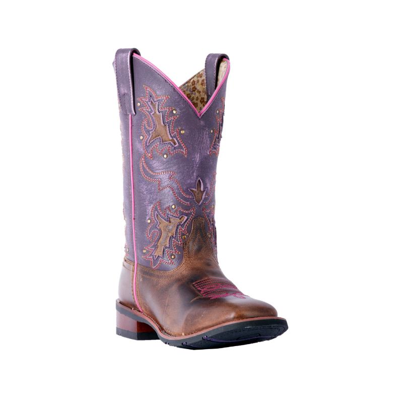 LAREDO - WOMEN'S LOLA PURPLE TAN INLAY WESTERN PERFORMANCE BOOTS