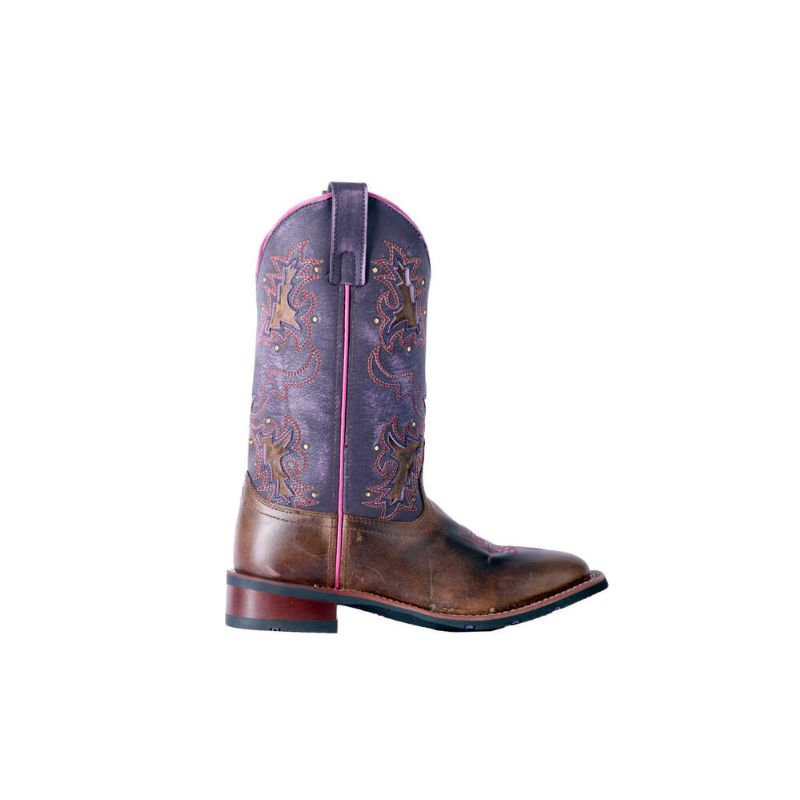 LAREDO - WOMEN'S LOLA PURPLE TAN INLAY WESTERN PERFORMANCE BOOTS