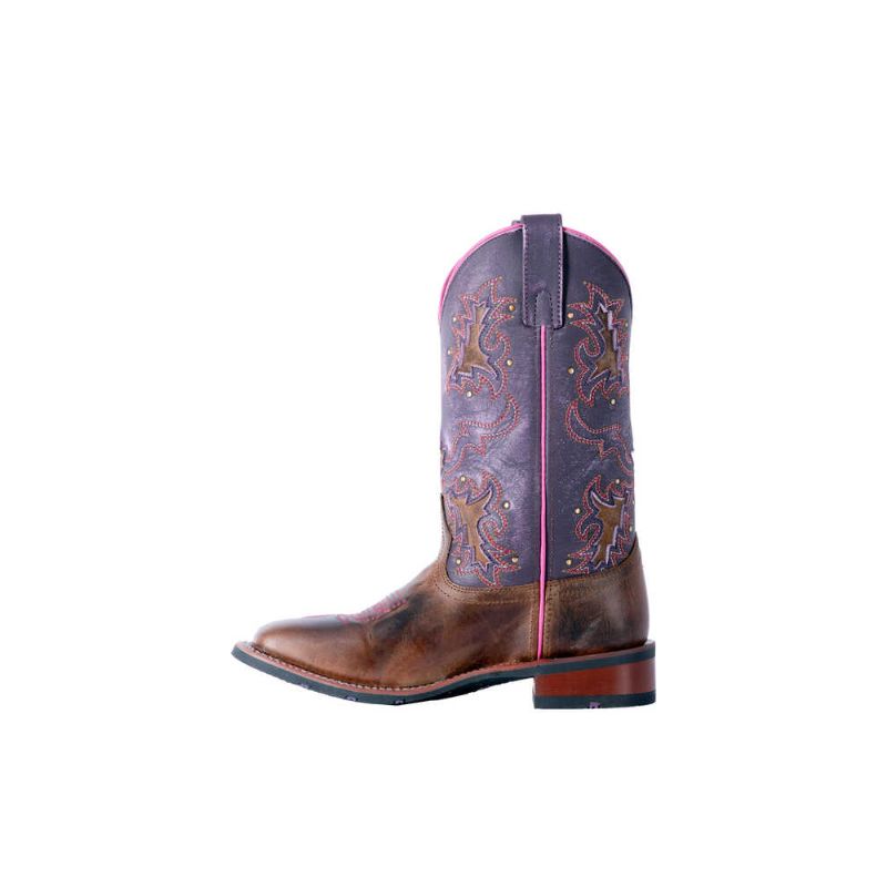 LAREDO - WOMEN'S LOLA PURPLE TAN INLAY WESTERN PERFORMANCE BOOTS