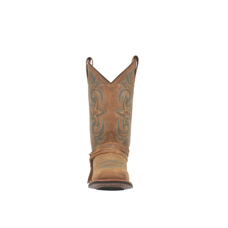 LAREDO - WOMEN'S TAN TURQUOISE STITCHING WESTERN BOOTS - SQUARE