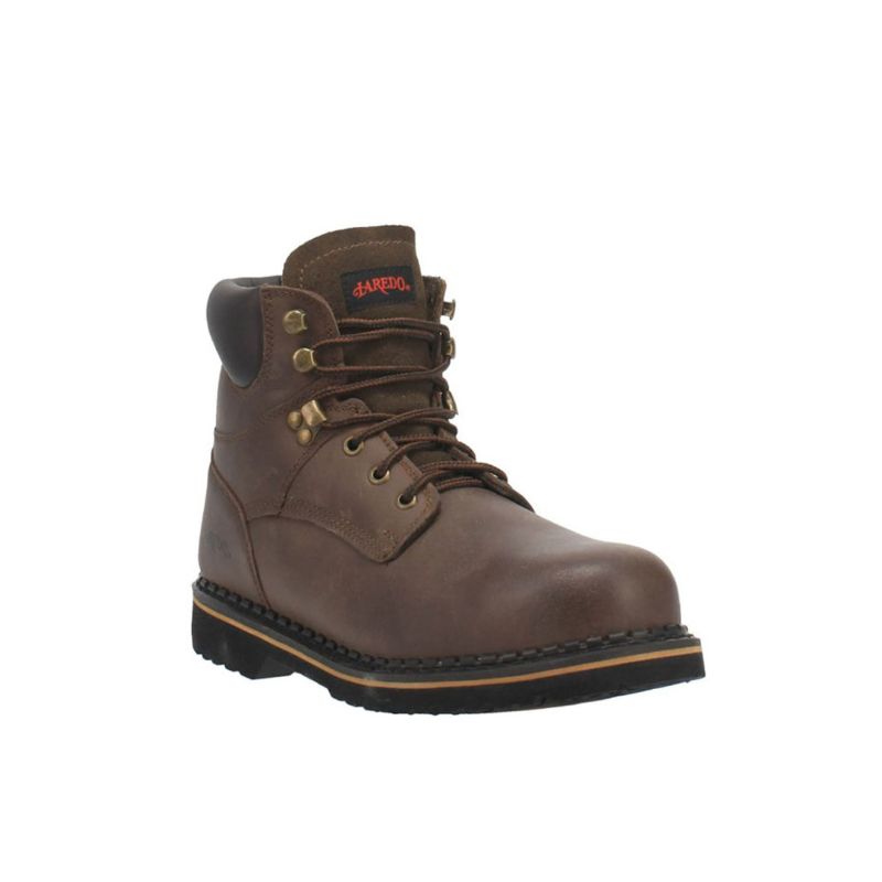 LAREDO - MEN'S HUB & TACK LACE-UP WORK BOOTS - SOFT TOE-BROWN - Click Image to Close