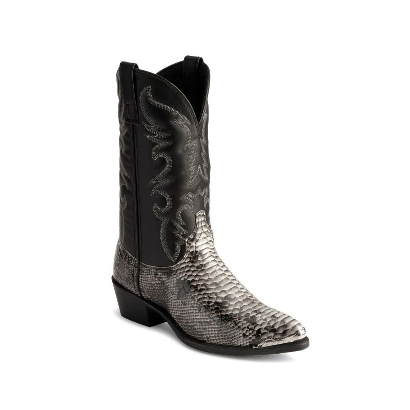 LAREDO - MEN'S MONTY SNAKE PRINT WESTERN BOOTS-NATURAL - Click Image to Close