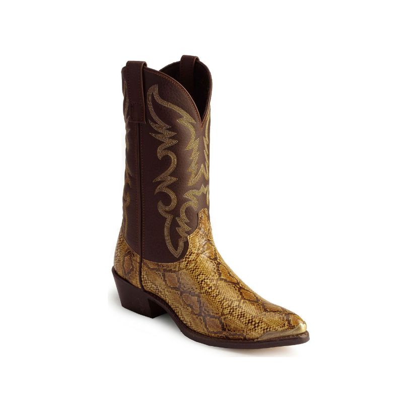 LAREDO - MEN'S PYTHON PRINT WESTERN BOOTS - POINTED TOE-BROWN