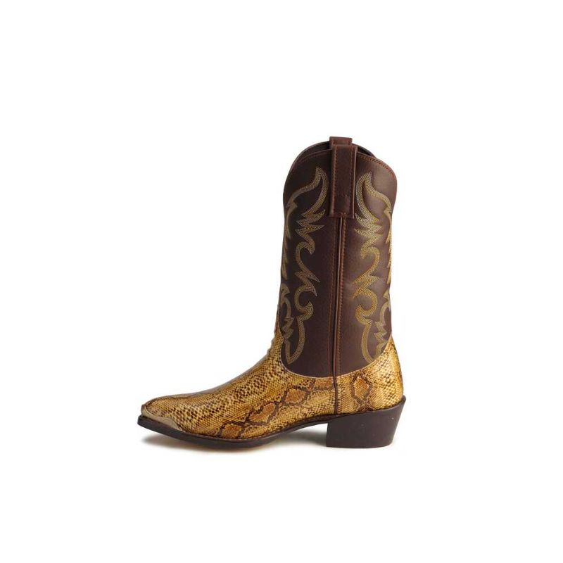LAREDO - MEN'S PYTHON PRINT WESTERN BOOTS - POINTED TOE-BROWN