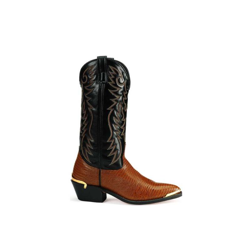 LAREDO - MEN'S LIZARD PRINT WESTERN BOOTS-PEANUT