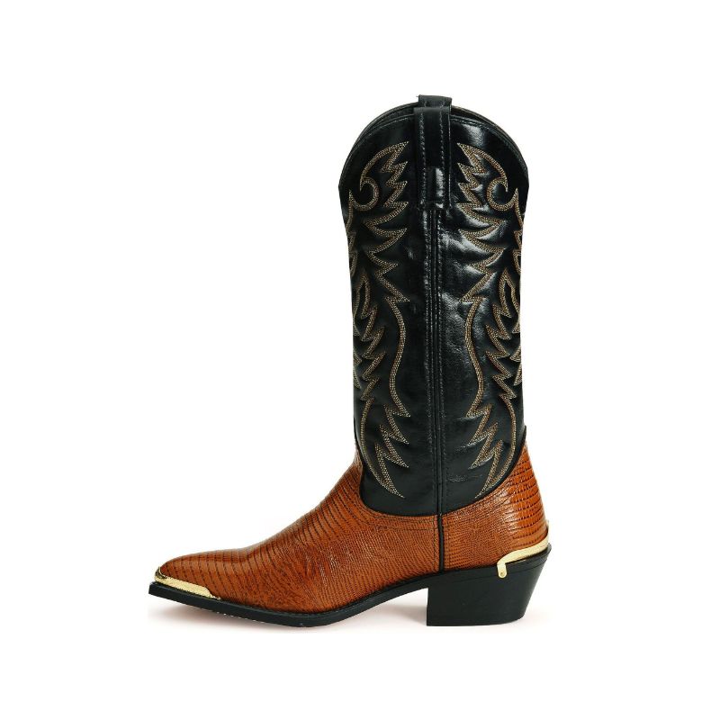 LAREDO - MEN'S LIZARD PRINT WESTERN BOOTS-PEANUT