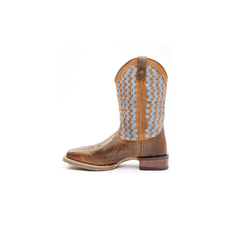 LAREDO - MEN'S NED WOVEN WESTERN BOOTS - BROAD SQUARE TOE-BROWN