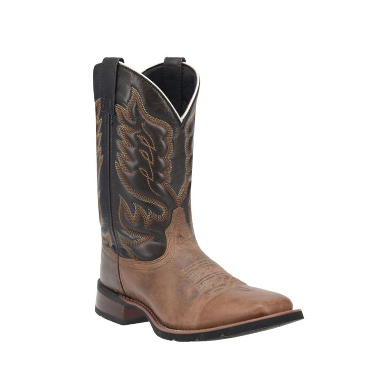 LAREDO - MEN'S MONTANA WESTERN BOOTS - BROAD SQUARE TOE-BROWN - Click Image to Close