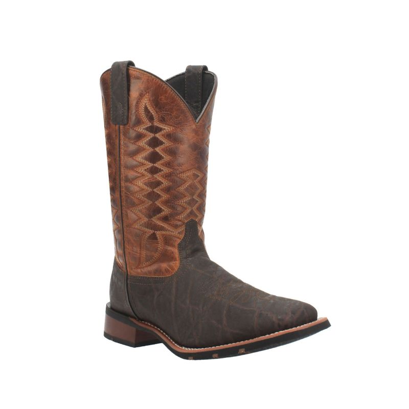 LAREDO - MEN'S DILLON WESTERN BOOTS - BROAD SQUARE TOE-BROWN - Click Image to Close