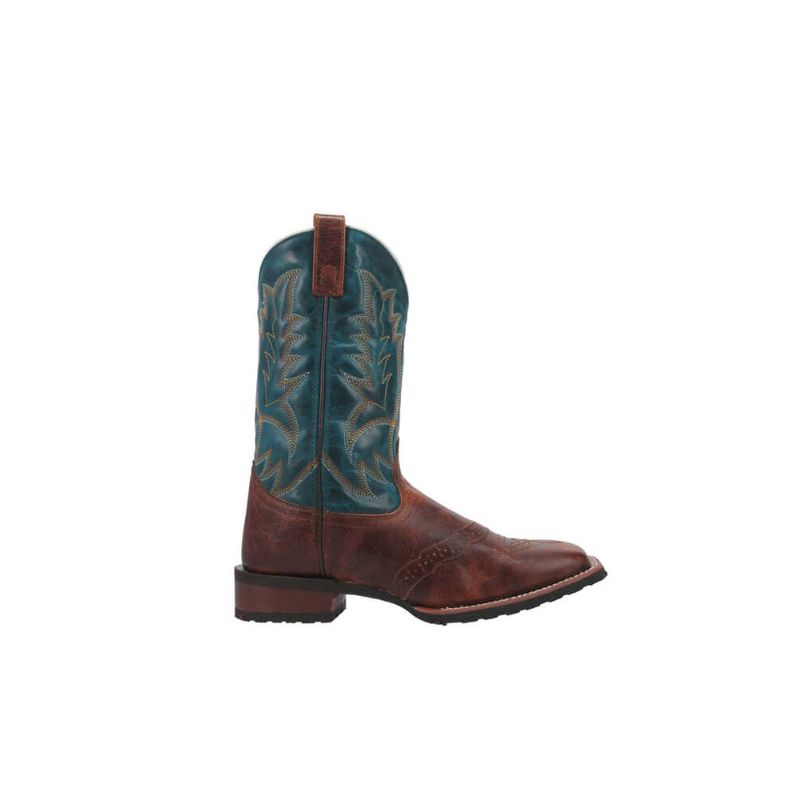 LAREDO - MEN'S TWO-TONE SADDLE VAMP WESTERN BOOT - SQUARE TOE-RU